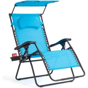 imageGoplus Zero Gravity Chairs XLarge Folding Lounge Lawn Chair wCanopy Shade ampamp Cup Holder Adjustable Folding Patio Recliner for Pool Porch Deck Oversize WineBlue Zero Gravity Chair