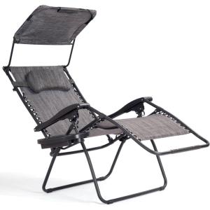 imageGoplus Zero Gravity Chairs XLarge Folding Lounge Lawn Chair wCanopy Shade ampamp Cup Holder Adjustable Folding Patio Recliner for Pool Porch Deck Oversize WineGrey Zero Gravity Chair