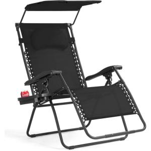 imageGoplus Zero Gravity Chairs XLarge Folding Lounge Lawn Chair wCanopy Shade ampamp Cup Holder Adjustable Folding Patio Recliner for Pool Porch Deck Oversize WineBlack Zero Gravity Chair
