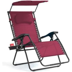 imageGoplus Zero Gravity Chairs XLarge Folding Lounge Lawn Chair wCanopy Shade ampamp Cup Holder Adjustable Folding Patio Recliner for Pool Porch Deck Oversize WineWine Zero Gravity Chair