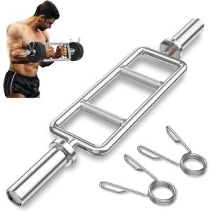 imageGoplus 34 Olympic Triceps Bar 700LBS Capacity Steel Weight Barbell wKnurled Handles 2 Spring Collars Home Gym Strength Training Bar for Weightlifting Squats Deadlifts Shrugs