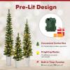 imageGoplus 3 4 5 PreLit Artificial Christmas Tree Set of 3 Slim Pencil Potted Xmas Tree with 423 Branch Tips 230 Warm White LED Lights 8 Modes Battery Operated Metal Bucket Office Home Decor