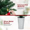 imageGoplus 3 4 5 PreLit Artificial Christmas Tree Set of 3 Slim Pencil Potted Xmas Tree with 423 Branch Tips 230 Warm White LED Lights 8 Modes Battery Operated Metal Bucket Office Home Decor