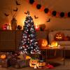 imageGoplus 45 FT PreLit Halloween Tree with 6 Lighting Modes with Spooky Music Sync Artificial Black Christmas Tree with 130 Orange Pumpkin ampamp White Ghost LED Lights 281 Branch Tips Home Decoration