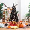 imageGoplus 45 FT PreLit Halloween Tree with 6 Lighting Modes with Spooky Music Sync Artificial Black Christmas Tree with 130 Orange Pumpkin ampamp White Ghost LED Lights 281 Branch Tips Home Decoration