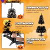 imageGoplus 45 FT PreLit Halloween Tree with 6 Lighting Modes with Spooky Music Sync Artificial Black Christmas Tree with 130 Orange Pumpkin ampamp White Ghost LED Lights 281 Branch Tips Home Decoration