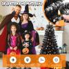 imageGoplus 45 FT PreLit Halloween Tree with 6 Lighting Modes with Spooky Music Sync Artificial Black Christmas Tree with 130 Orange Pumpkin ampamp White Ghost LED Lights 281 Branch Tips Home Decoration