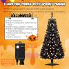 imageGoplus 45 FT PreLit Halloween Tree with 6 Lighting Modes with Spooky Music Sync Artificial Black Christmas Tree with 130 Orange Pumpkin ampamp White Ghost LED Lights 281 Branch Tips Home Decoration