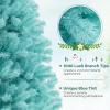 imageGoplus 6 FT Blue PreLit Christmas Tree Artificial Hinged Xmas Full Tree with 280 Warm White LED Lights 758 Lush Branch Tips Foldable Metal Stand for Seasonal Home Office DecorationBlue