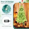 imageGoplus 6 FT Blue PreLit Christmas Tree Artificial Hinged Xmas Full Tree with 280 Warm White LED Lights 758 Lush Branch Tips Foldable Metal Stand for Seasonal Home Office DecorationBlue