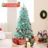 imageGoplus 6 FT Blue PreLit Christmas Tree Artificial Hinged Xmas Full Tree with 280 Warm White LED Lights 758 Lush Branch Tips Foldable Metal Stand for Seasonal Home Office DecorationBlue