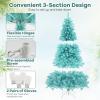 imageGoplus 6 FT Blue PreLit Christmas Tree Artificial Hinged Xmas Full Tree with 280 Warm White LED Lights 758 Lush Branch Tips Foldable Metal Stand for Seasonal Home Office DecorationBlue