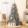 imageGoplus 6 FT Blue PreLit Christmas Tree Artificial Hinged Xmas Full Tree with 280 Warm White LED Lights 758 Lush Branch Tips Foldable Metal Stand for Seasonal Home Office DecorationSilver