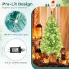 imageGoplus 6 FT Blue PreLit Christmas Tree Artificial Hinged Xmas Full Tree with 280 Warm White LED Lights 758 Lush Branch Tips Foldable Metal Stand for Seasonal Home Office DecorationBlue