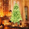 imageGoplus 6 FT Blue PreLit Christmas Tree Artificial Hinged Xmas Full Tree with 280 Warm White LED Lights 758 Lush Branch Tips Foldable Metal Stand for Seasonal Home Office DecorationBlue
