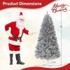 imageGoplus 6 FT Blue PreLit Christmas Tree Artificial Hinged Xmas Full Tree with 280 Warm White LED Lights 758 Lush Branch Tips Foldable Metal Stand for Seasonal Home Office DecorationSilver