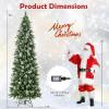 imageGoplus 9ft PreLit Pencil Christmas Tree Artificial Hinged Xmas Tree with 1228 Flocked Frosted Tips 470 WarmWhite LED Lights Metal Stand Fake Slim Christmas Trees for Office Home Decoration9ft  Prelit