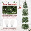 imageGoplus 9ft PreLit Pencil Christmas Tree Artificial Hinged Xmas Tree with 1228 Flocked Frosted Tips 470 WarmWhite LED Lights Metal Stand Fake Slim Christmas Trees for Office Home Decoration9ft  Prelit