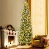 imageGoplus 9ft PreLit Pencil Christmas Tree Artificial Hinged Xmas Tree with 1228 Flocked Frosted Tips 470 WarmWhite LED Lights Metal Stand Fake Slim Christmas Trees for Office Home Decoration9ft  Prelit
