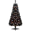imageGoplus 45 FT PreLit Halloween Tree with 6 Lighting Modes with Spooky Music Sync Artificial Black Christmas Tree with 130 Orange Pumpkin ampamp White Ghost LED Lights 281 Branch Tips Home Decoration