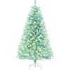 imageGoplus 6 FT Blue PreLit Christmas Tree Artificial Hinged Xmas Full Tree with 280 Warm White LED Lights 758 Lush Branch Tips Foldable Metal Stand for Seasonal Home Office DecorationBlue