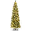 imageGoplus 9ft PreLit Pencil Christmas Tree Artificial Hinged Xmas Tree with 1228 Flocked Frosted Tips 470 WarmWhite LED Lights Metal Stand Fake Slim Christmas Trees for Office Home Decoration9ft  Prelit