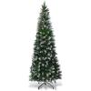 imageGoplus 9ft PreLit Pencil Christmas Tree Artificial Hinged Xmas Tree with 1228 Flocked Frosted Tips 470 WarmWhite LED Lights Metal Stand Fake Slim Christmas Trees for Office Home Decoration75ft  Unlit