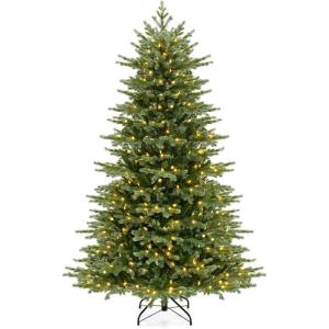 imageGoplus 6ft PreLit Artificial Christmas Tree Hinged Holiday Xmas Full Tree with 2116 Lush PVC ampamp PE Tips 300 Warm White LED Lights Foldable Metal Stand Seasonal Home Office Party Decoration7 FT