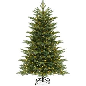 imageGoplus 6ft PreLit Artificial Christmas Tree Hinged Holiday Xmas Full Tree with 2116 Lush PVC ampamp PE Tips 300 Warm White LED Lights Foldable Metal Stand Seasonal Home Office Party Decoration6 FT