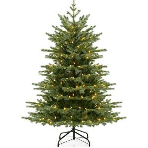 imageGoplus 6ft PreLit Artificial Christmas Tree Hinged Holiday Xmas Full Tree with 2116 Lush PVC ampamp PE Tips 300 Warm White LED Lights Foldable Metal Stand Seasonal Home Office Party Decoration5 FT