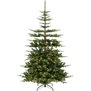 imageGoplus 7 FT PreLit Artificial Christmas Tree Xmas Fir Tree with 1303 PE ampamp PVC Branch Tips 500 Warm White LED Lights Metal Stand Hinged Full Tree Home Office Party Holiday Decoration