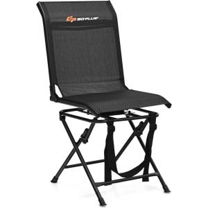 imageGoplus Hunting Chair 360 Swivel Folding Hunting Blind Chair with Carrying Strap 330LBS Capacity Portable Deer Hunting Stool Silent Ground Dove Hunting Chai No AssemblyBlack