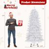 imageGoplus 7ft PreLit White Christmas Tree with Wheels Mobile Hinged Artificial Xmas Tree with 900 Warm White LED Lights 1880 Snow Flocked PVC ampamp PE Tips Rolling Metal Base for Home Office Decoration