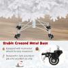 imageGoplus 7ft PreLit White Christmas Tree with Wheels Mobile Hinged Artificial Xmas Tree with 900 Warm White LED Lights 1880 Snow Flocked PVC ampamp PE Tips Rolling Metal Base for Home Office Decoration