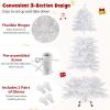 imageGoplus 7ft PreLit White Christmas Tree with Wheels Mobile Hinged Artificial Xmas Tree with 900 Warm White LED Lights 1880 Snow Flocked PVC ampamp PE Tips Rolling Metal Base for Home Office Decoration