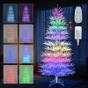 imageGoplus 7ft PreLit Artificial Christmas Tree with 923 Multicolored LED RGB Lights Remote Multiple Lighting Options 820 White Branch Tips Hinged Xmas Twig Tree Home Office Holiday Party Decoration