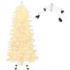 imageGoplus 7ft PreLit White Christmas Tree with Wheels Mobile Hinged Artificial Xmas Tree with 900 Warm White LED Lights 1880 Snow Flocked PVC ampamp PE Tips Rolling Metal Base for Home Office Decoration