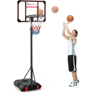 imageGoplus Basketball Hoop Outdoor 63 FT81 FT Height Adjustable Basketball Goal with Wheels Ball Storage Youth Kids Portable Basketball Stand System for Indoor Outside Court Backyard Driveway