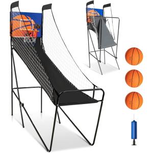 imageGoplus Foldable Indoor Basketball Arcade Game Electronic Basketball Single Shootout Games Machine with 3 Balls LED Scoreboard and Inflation Pump for Kids Youth Teens Adults