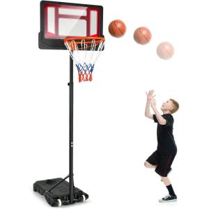imageGoplus Portable Basketball Hoop Basketball Goal with 43 FT82 FT Adjustable Height Ball Storage Indoor Outdoor WeatherResistance Basketball Hoop System for Kids Youth Outside Backyard Driveway