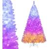 imageGoplus 4FT PreLit Artificial Christmas Tree Hinged Xmas Full Tree with 100 DualColored LED Lights 11 Flash Modes 300 PVC Branch and Foldable Base for Indoor Holiday DecorWhite