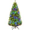 imageGoplus 4FT PreLit Artificial Christmas Tree Hinged Xmas Full Tree with 100 DualColored LED Lights 11 Flash Modes 300 PVC Branch and Foldable Base for Indoor Holiday DecorGreen