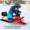 imageGoplus Snow Racer Sled Ski Sled Slider Board with Steering Wheel Twin Brakes Retractable Pull Rope for Kids Age 6 ampamp up Holds Two Children or a TeenagerReinforced version