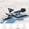 imageGoplus Snow Racer Sled Ski Sled Slider Board with Steering Wheel Twin Brakes Retractable Pull Rope for Kids Age 6 ampamp up Holds Two Children or a TeenagerReinforced versionGray