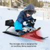 imageGoplus Snow Racer Sled Ski Sled Slider Board with Steering Wheel Twin Brakes Retractable Pull Rope for Kids Age 6 ampamp up Holds Two Children or a TeenagerReinforced versionGray