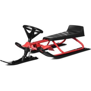 imageGoplus Snow Racer Sled Ski Sled Slider Board with Steering Wheel Twin Brakes Retractable Pull Rope for Kids Age 6 ampamp up Holds Two Children or a TeenagerReinforced version