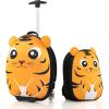 imageGoplus 2PC Kids Carry On Luggage Set 16quot Rolling Suitcase ampamp 12quot Backpack Airline Approved Travel Trolley Luggage with Wheels for Toddlers Children Girls Boys OwlTiger