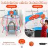 imageGoplus 48quot Kids Trampoline Indoor ampamp Outdoor Toddler Trampoline with Basketball Hoop Wide Backboard ampamp Tall Enclosure Net Kids Activity Center for Boys Girls 36 Max Load 330 lbs
