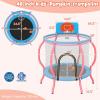 imageGoplus 48quot Kids Trampoline Indoor ampamp Outdoor Toddler Trampoline with Basketball Hoop Wide Backboard ampamp Tall Enclosure Net Kids Activity Center for Boys Girls 36 Max Load 330 lbs