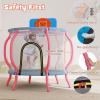 imageGoplus 48quot Kids Trampoline Indoor ampamp Outdoor Toddler Trampoline with Basketball Hoop Wide Backboard ampamp Tall Enclosure Net Kids Activity Center for Boys Girls 36 Max Load 330 lbs